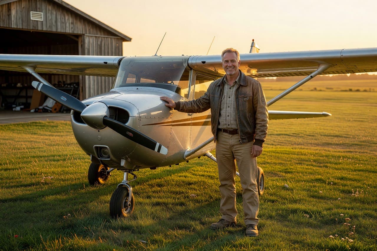 Proud pilot beside their aircraft